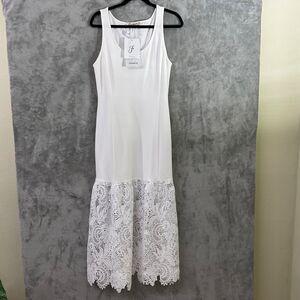 Fehaute maxi Dress Size 8 White Lace Mermaid drop waist Feminine Romantic , Wed.